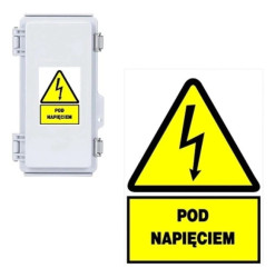 TRYTYT Tablica Znak Samoprzylepny Ostrzegawczy POD NAPIĘCIEM 105x148mm 1szt