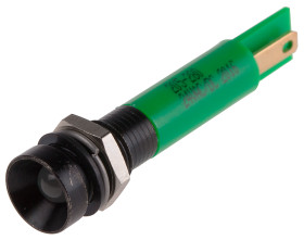 Lampka kontrolna do montażu panelowego 24V ac/dc, zielona 8mm LED Końcówka lutownicza RS PRO