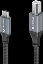 SPC-U020-010 USB 2.0 cable, C plug to B plug, textile, 1.0 m