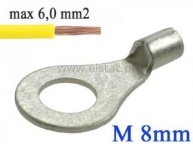 Konektor ( oczko ) cynk 8mm; kabel 4- 6mm2