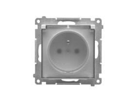 SIMON 55 Gniazdo pojedyncze z uziemieniem szybkozłącza IP44 bez uszczelki klapka transparentna jasnoszary mat TGZ1BCUZ.01/114A K