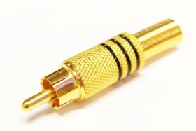 Wtyk RCA (chinch) lutowany na przewód złoty 6,7mm, czarny