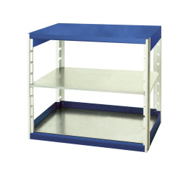 Rama stojąca do systemu półek, kolor Niebieski, 2-poziomowy, materiał: Blacha stalowa, 1000mm x 1050mm, 525mm, Bott