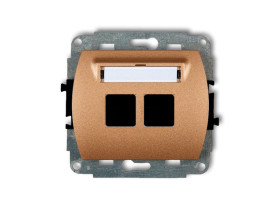 TREND Gniazdo multimedialne podwójne bez modułu (standard Keystone) złoty metalik 8GM-2P KARLIK