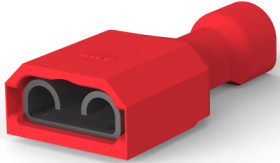 Insulated flat plug sleeve, 6.35 x 0.81 mm, 0.32 to 0.82 mm², AWG 22 to 18, phosphor bronze, tin-plated, red, 2-520183-4