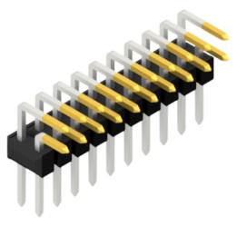 Pin header, 20 pole, pitch 2.54 mm, angled, black, 10056299