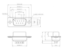 Złącze D-Sub 9-pinowe Męski Proste