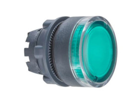Główka przycisku płaskiego z samopowrotem żarówka BA9s zielona plastikowa ZB5AW33 SCHNEIDER ELECTRIC