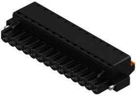 Pin header, 14 pole, pitch 5.08 mm, straight, black, 1012950000