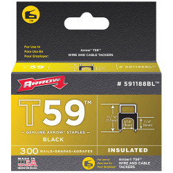 Arrow A591188BL T59 Insulated Staples Black 6 x 8mm Box 300