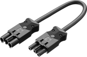 Device connection cable, plug, 3 pole, straight on plug, 3 pole, straight, H05VV-F3G1.5 mm², black, 1 m, AC 166 G VLC/315 SW 100