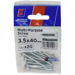 ForgeFix FPKMPS3540ZP Multi-Purpose Pozi Screw CSK ST ZP 3.5 x 40mm ForgePack 20