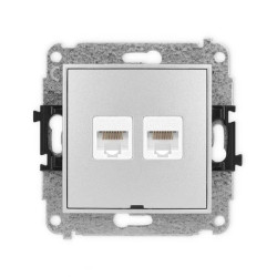 ICON Mechanizm gniazda komputerowego podwójnego 2xRJ45, kat. 5e, 8-stykowy, bez pola opisowego srebrny metalik 7IGKBO-2