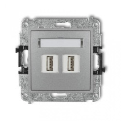 MINI Gniazdo podwójne 2xUSB-AA 3.0 srebrny metalik 7MGUSB-6