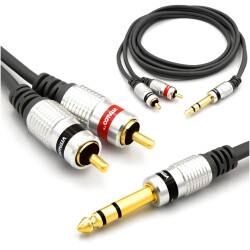 Kabel Jack 6,3 Stereo 2x Wtyk RCA Cinch Vitalco 1,5m MK82
