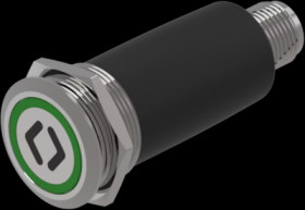 Vandal-proof pushbutton, silver, illuminated  (green), 0.6 A/35 V, mounting Ø 22 mm, IP65/IP67, 82-6657.1134