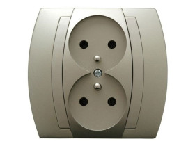 GAZELA Gniazdo podwójne z uziemieniem satyna GP-2JZ/16/16 OSPEL