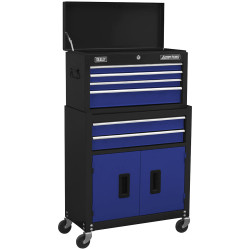 Sealey AP22B American PRO Topchest &amp; Rollcab Combination 6 Drawer - Blue
