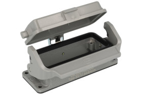 Obudowa złącza; Han B; 09300160306; 16B; metal; proste; na panel; z pokrywą; z 1 klamrą; niska konstrukcja; srebrny; IP65; Harti