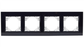 Quadra Ramka Szklana, Poczwórna, Czarna, Do Gniazd I Włączników