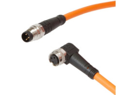 Kabel konfekcjonowany obustronny złącze M8 żeńskie 3-pin kątowe M8 męskie 3-pin proste 3x0,25mm z kablem 1m IP67 VK10RF70