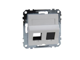 MERTEN SYSTEM M Ramka montażowa podwójna do gniazd RJ45 z polem opisowym i wbudowaną klapką biały active MTN4568-0325 SCHNEIDER