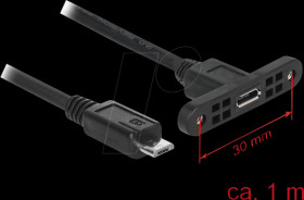 85246 USB 2.0 kabel, Micro B female to Micro B male, 1 m