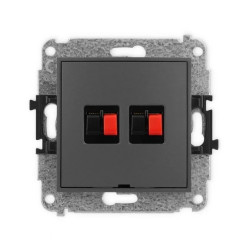ICON Mechanizm gniazda głośnikowego podwójnego, bez pola opisowego grafitowy mat 28IGGBO-2