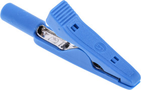 Zacisk krokodylkowy 8A izolowany 4mm Niebieski Hirschmann Test & Measurement