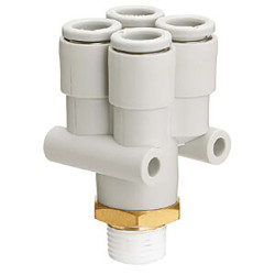 Złączka pneumatyczna Wciskane 6 mm Wciskane 6 mm SMC Adapter rozgałęźny podwójny R 1/4 męskie