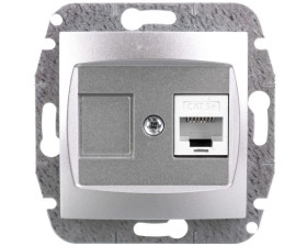 CARLA Gniazdo komputerowe pojedyncze RJ45 cat 5e srebrne 1748-16