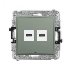 ICON Mechanizm ładowarki USB podwójnej 2xUSB C, 20W max., bez pola opisowego szałwiowy 61ICUSBBO-7