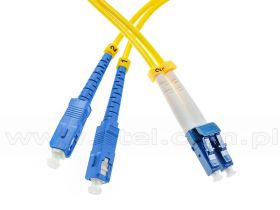 Patchcord światłowodowy jednomodowy SC/UPC-LC/UPC, 9/125, dupleks, włókno G652D, długość 1m