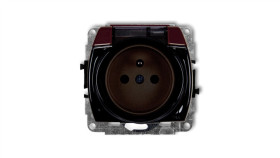 Trend Gniazdo Bryzgoszczelne Z/U (Klapka Dymna) Brązowy 4Gpb-1Zdp