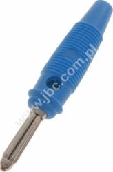 BUELA 20 BL Wtyk izolowany 4mm z poprzecznym otworem 4mm, przyłącze przykręcane, 16A, niebieski, Hirschmann, 930726102, BUELA20B