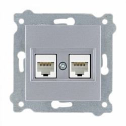 Gniazdo podwójne komputerowe kat.6 Srebrny 254/10E EXEN