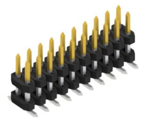 Pin header, 20 pole, pitch 2 mm, angled, black, SLY12SMD05120S