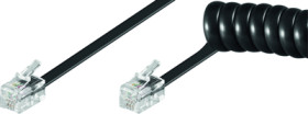 Telephone cable, RJ10 plug, straight to RJ10 plug, straight, 2 m, black, 50270