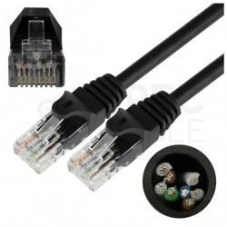 Patchcord UTP kat.5e kabel sieciowy LAN 2x RJ45 linka PVC czarny 0,5m NEKU