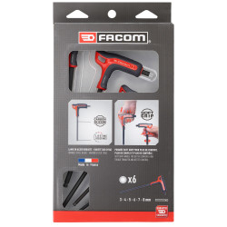 Zestaw kluczy imbusowych Jednostki metryczne Facom Typu T Końcówka kulkowa 6 szt.