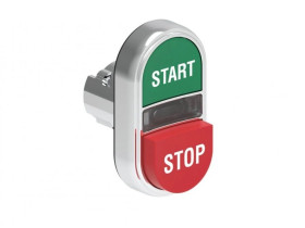 Metalowy przycisk fi22mm 2 klawiszowy samoczynny powrót 1 kryty 1 wystający, podświetlany Zielony-Czerwony START-STOP LPSBL7233