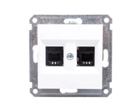 Lumina Gniazdo telefoniczne podwójne białe WL2020