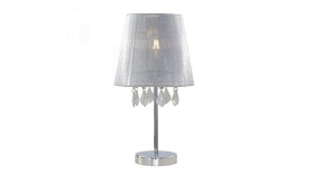 Lampka Nocna Mona Srebrne Wykończenie Z Abażurem Do Sypialni Lp-5005/1Ts...