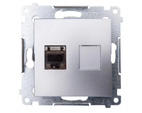 Simon 54 Gniazdo komputerowe pojedyncze RJ45 kat.6 ekranowane z przesłoną srebrny mat D61E.01/43