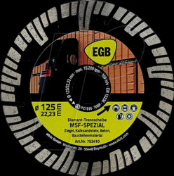 752410 Diamond cutting disc 125 mm, MSF-Spezial