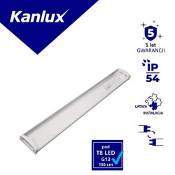 Oprawa nasufitowa kloszowa MEBA 4LED150 IP54 PC pod 2 świetlówki T8 LED IP54 150cm 5 lat Gwar. 33896