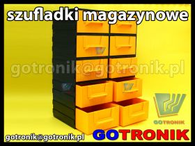 Regał szufladkowy 10 szufladek żółtych z przegródkami