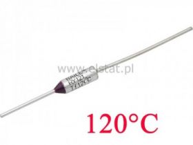 Bezpiecznik termiczny 10A 120°C axialny; THT