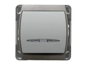 GAZELA Wyłącznik pojedynczy podświetlany srebro + tytan ŁP-1JS/m/18/23 OSPEL