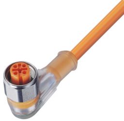 PRKWT/LED P 4-07/25 M og, PVC, 4x0,25mm2 z gniazdem kątowym M12x1, nakrętka SW14 ze stali nierdzewnej, sygnalizacja 3xLED PNP NO